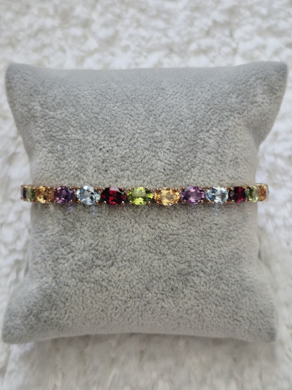 18k Gold Vermeil Multi-Color Gemstone Tennis Bracelet